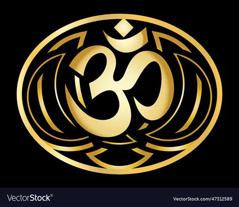 Golden Om Sign On A Black Background Color Vector Image