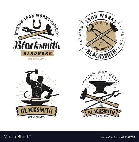 Blacksmith Forge Logo Or Label Blacksmithing Symbol Vector Download