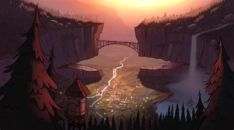 Image S1e20 Ian Worrel Town Sunset Gravity Falls Wiki Fandom