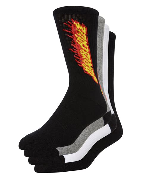 Santa Cruz Flaming Strip Sock 4 Pack Assorted Surfstitch
