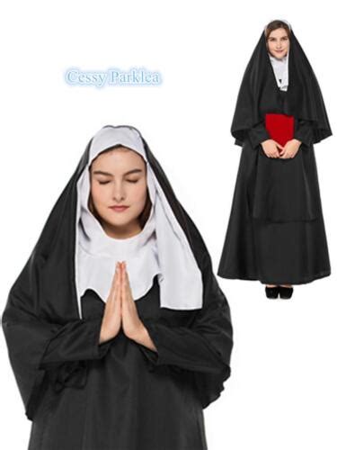 Q34 Plus Size Sister Nun Religious Mother Superior Church Goth Halloween Costume Ebay