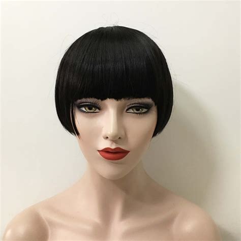 Rosa Star Short Bob Wig With Bangs 12 Inches Straight Synthetic Hair Wigs For Women Lake Green