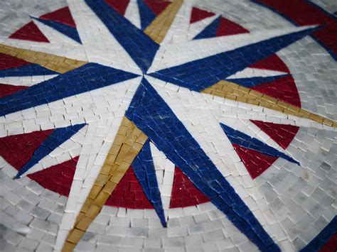 Mosaic Artwork The Red And Blue Compass Compass Mozaico