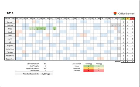 Was beschäftigte jetzt glücklich macht: Kostenlose Excel-Urlaubsplaner Vorlagen 2019/2020 - Office-Lernen.com