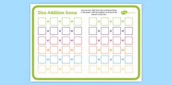 Three Dice Addition Game Primary Resource Twinkl