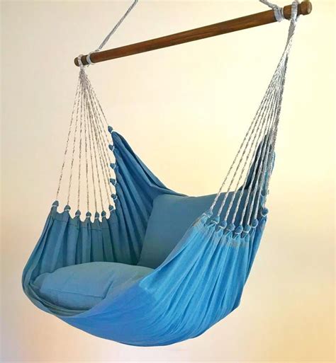 E everking hammock chair macrame swing, hanging cotton rope macrame hammock swing chair for indoor, outdoor home, patio, porch, deck, yard, garden, max weight: Denim hammock chair - Blue jeans hammock swing chair ...