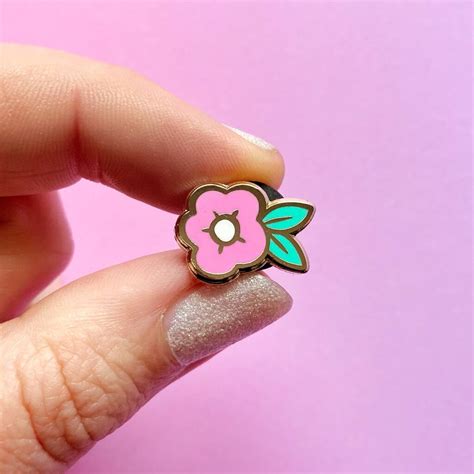 Pink Flower Enamel Pin By Stacey Mcevoy Caunt