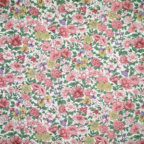 1 Yard Pink Purple Yellow White Floral Print Quilting Cotton Or Craft