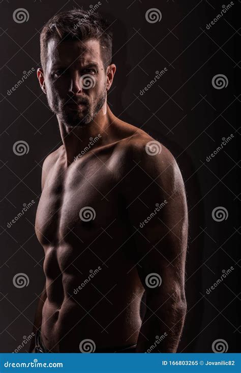 Strong Athletic Man Fitness Model Torso Showing Big Muscles Stock Image