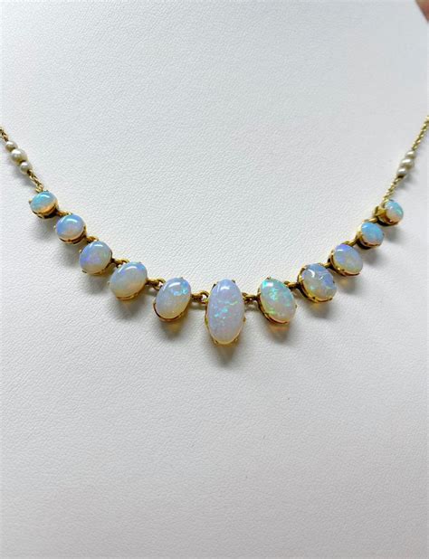 Vintage Opal And Pearl Statement Necklace Reppin And Jones Jewellers