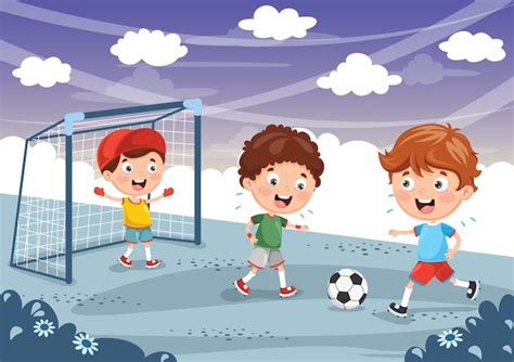 Ilustración Del Niño Jugando Al Fútbol Vector Premium
