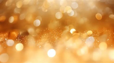 Blurred Abstract Golden Sparkling Lights On Christmas Tree Background