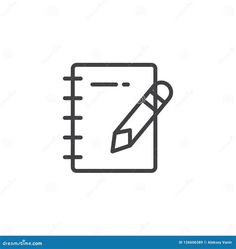Notepad And Pencil Outline Icon Stock Vector Illustration Of Logo