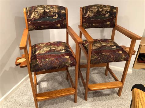 Most new or used church chairs that you find on ebay will have measurements listed for your convenience. 2 matching Billiards Spectator Chairs For Sale | Used pool tables