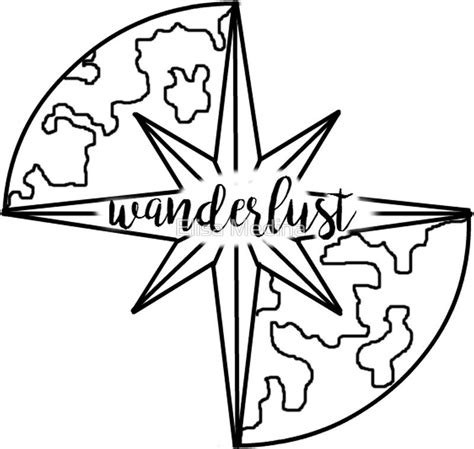 A Star With The Word Wanderlust Written On It In Black And White Ink