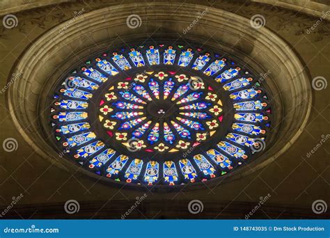 Round Stained Glass Church Window Nantucket Ma Royalty Free Stock Image