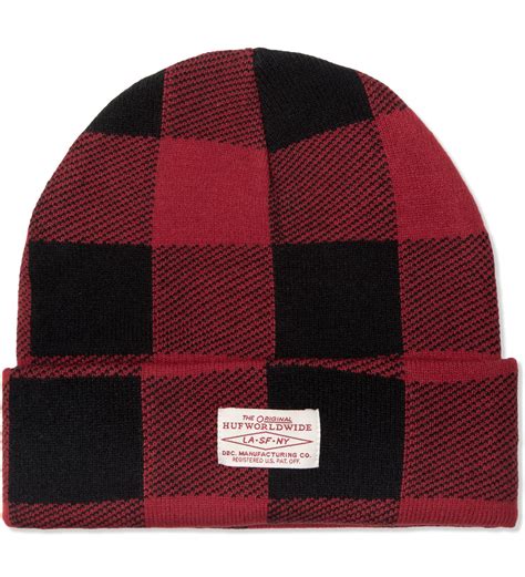 Huf Red Buffalo Plaid Beanie Beanie Buffalo Plaid Plaid