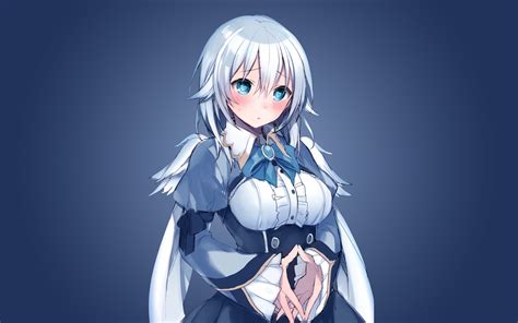 Download 1080x1920 Anime Girl White Hair Dress Worried Expression