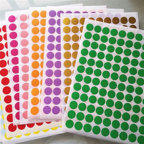 20mm Beautiful Color Dot Stickers For Various Use A4 Size Can Be