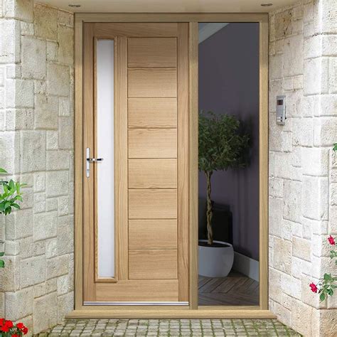 Goodwood Exterior Oak Door And Frame Set Frosted Double Glazing On