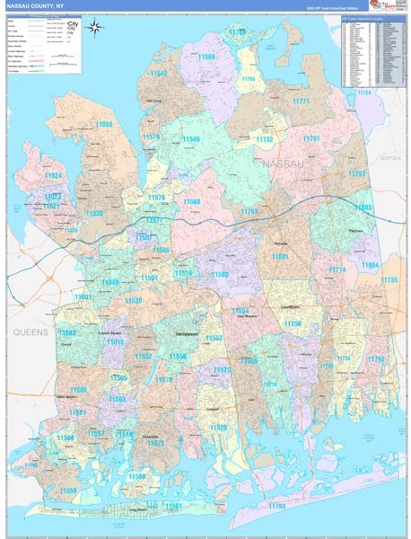 Nassau County Ny Zip Code Maps Color Cast