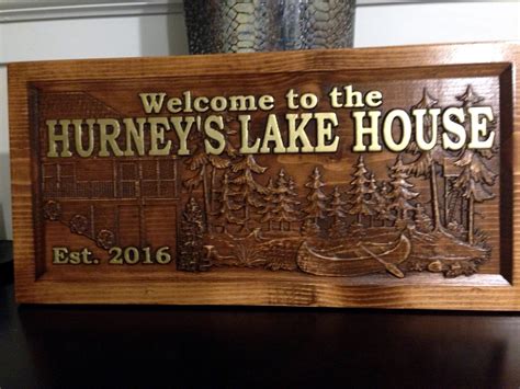 Personalized Lake House Sign Great Lake Home Sign Lake