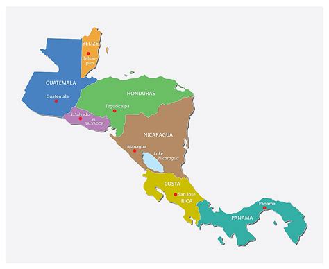 Map Of Central America Countries And Capitals Gambaran