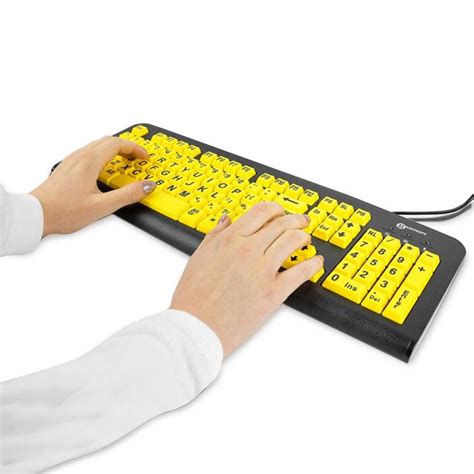 Large Print Keyboard Usb Black On Yellow