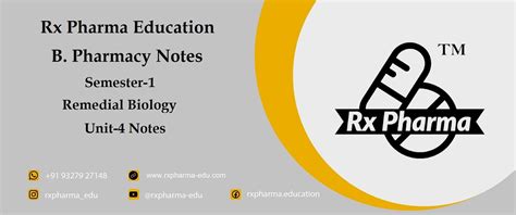 Unit 4 Notes Remedial Biology B Pharmacy Rx Pharma Education