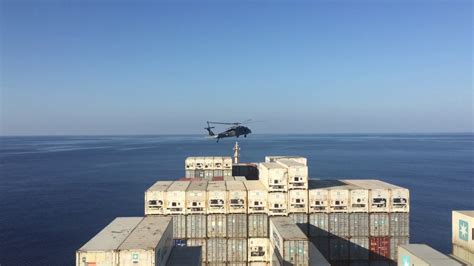 Container Ship Helicopter Airlift Youtube