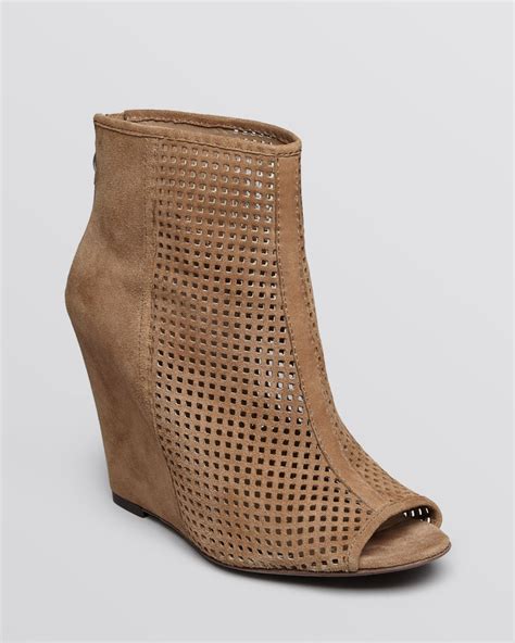 Ash Open Toe Wedge Booties June Perforated In Brown Lyst