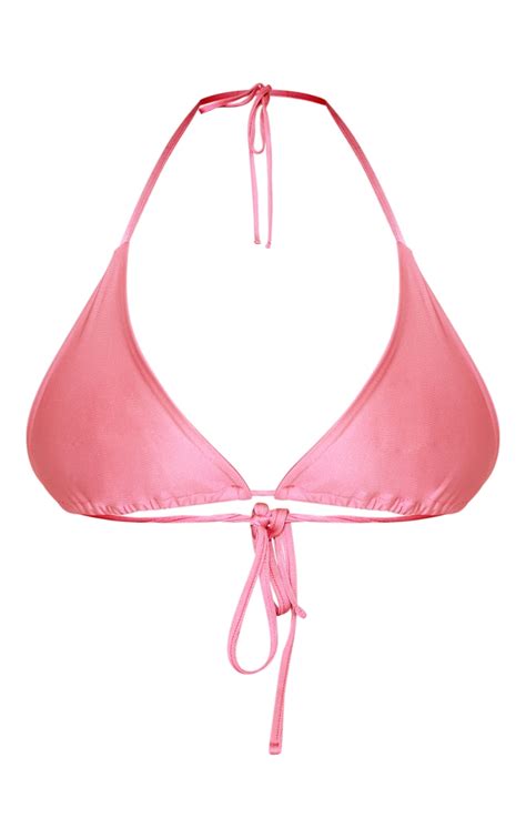Plus Hot Pink Triangle Bikini Top Plus Size Prettylittlething