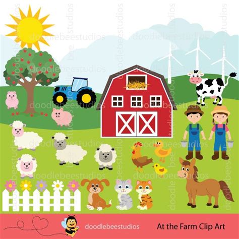 Farm Animals Clipart Farm Clip Art Set Barnyard Animals Etsy