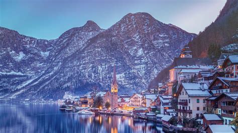 Desktop Wallpapers Hallstatt Alps Austria Winter Mountains 2560x1440