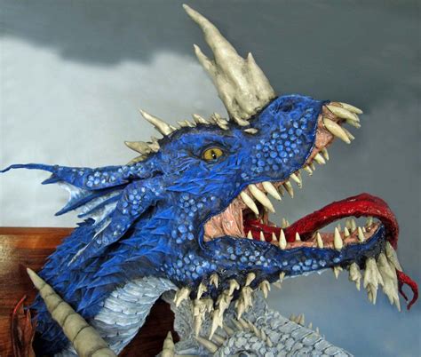 Paper Mache Tiamat Blue Tiamat Dragon Chromatic Dragon Custom