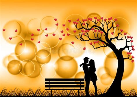 Dating Couple Silhouette Under Love Tree Stock Vector Image 54181369