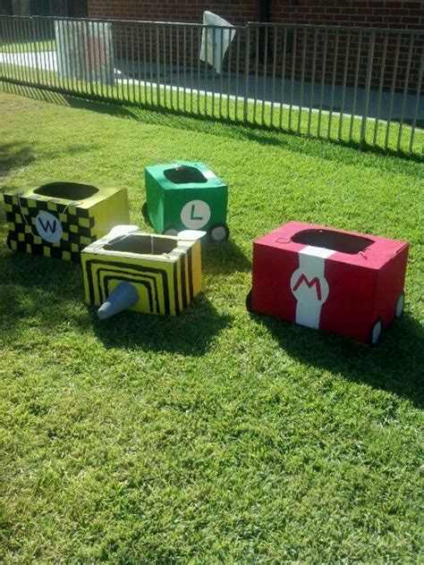 Mario Karts Out Of Cardboard Boxes So Much Fun Super Mario Birthday