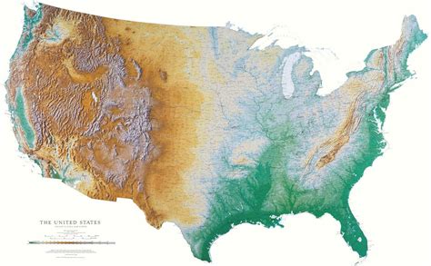United States Topographic Wall Map By Raven Maps Laminated