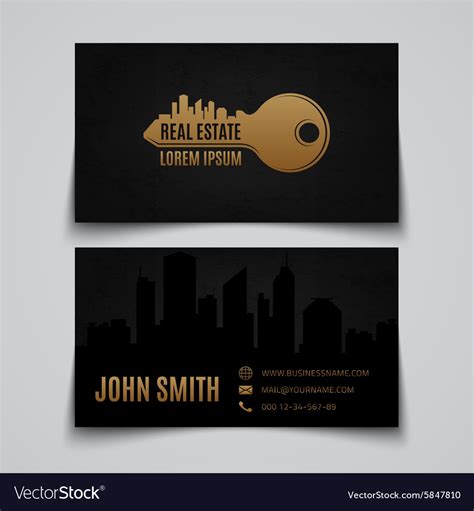 Real Estate Business Card Template Royalty Free Vector Image