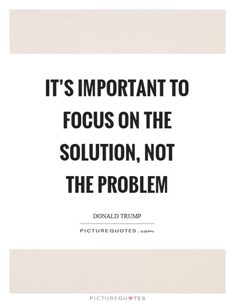 Its Important To Focus On The Solution Not The Problem Picture Quotes