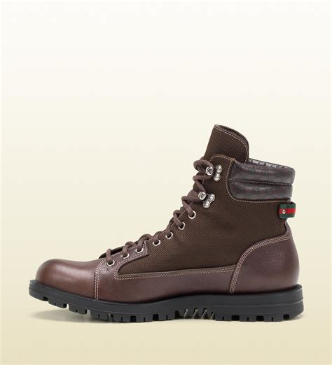Lyst Gucci Trek Boot With Signature Web Detail In Brown For Men