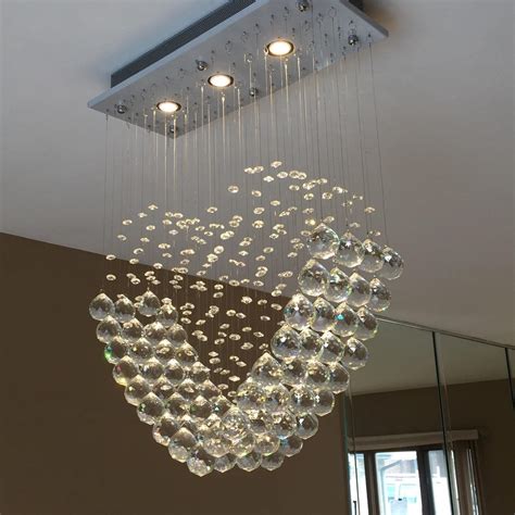 Dst Modern Heart Transparent Crystal Rain Drop Pendant Lamp Ceiling
