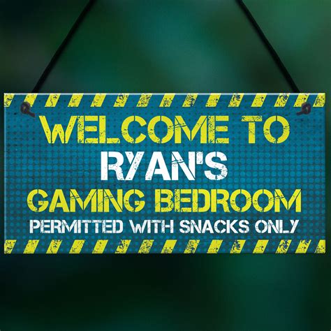 Personalised Gaming Sign Door Sign For Boys Bedroom Games Room Gamer