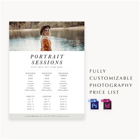 Photography Price List Template Photography Pricing Guide Photography