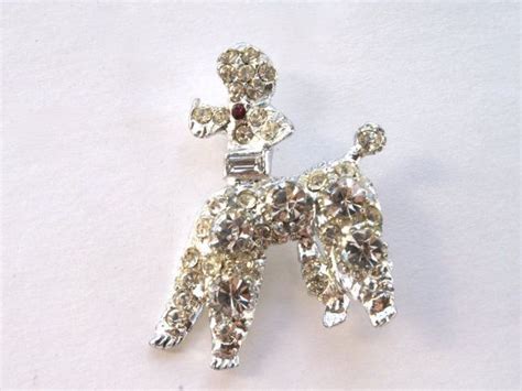 Vintage Rhinestone Pave Poodle Brooch Dog Pin By Rinvinjewelry On Etsy