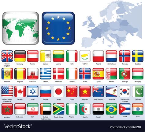 Set Of Flags Glossy Buttons Royalty Free Vector Image