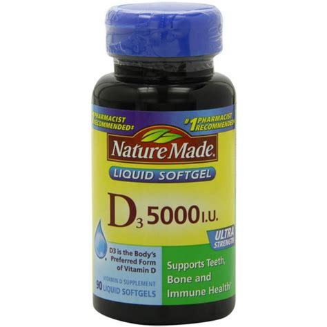 Nature Made Vitamin D3 5000 Iu Liquid Softgels 90 Ea Pack Of 3