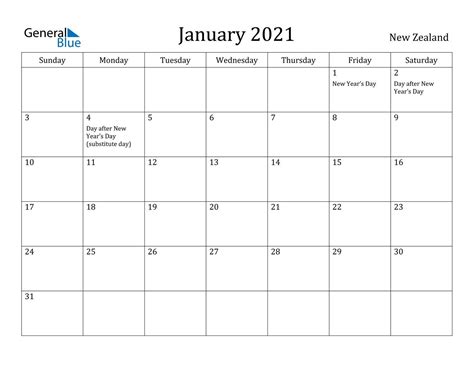 2021 Year Calendar Nz Printable Annialexandra