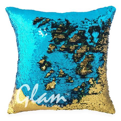 Aqua And Gold Reversible Sequin Glam Pillow Glam Pillows