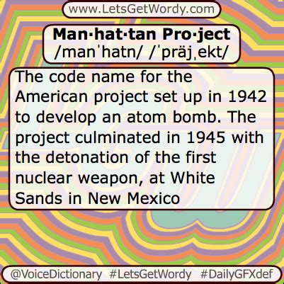 Congress established the manhattan project national historical parkat oak ridge, hanford, and los alamos. Manhattan Project 07/16/2013 GFX Definition of the Day